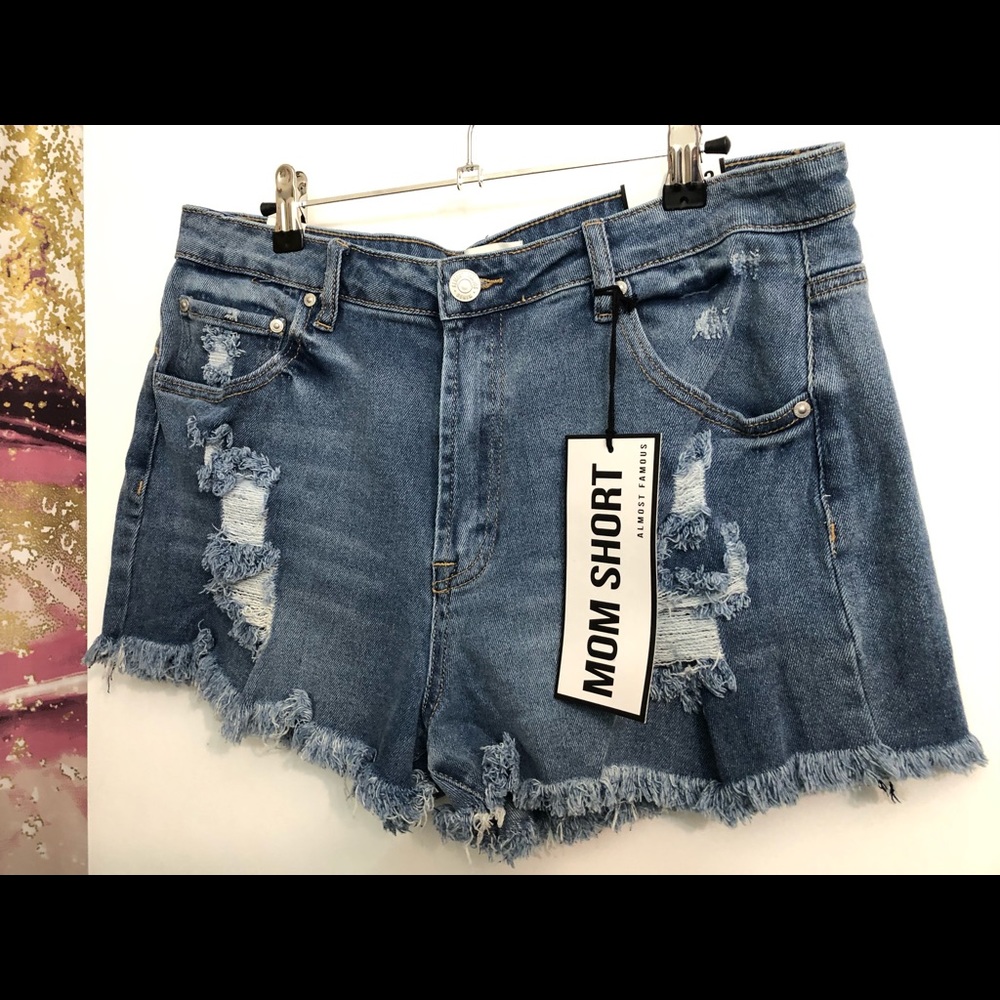 High waisted ripped denim shorts